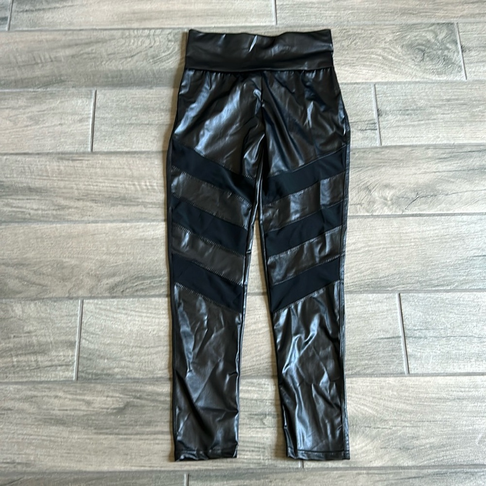 Pleather mesh inset leggings